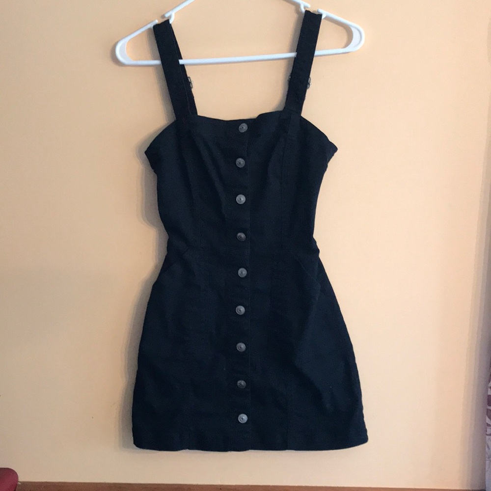H&M• Black Stretch Denim Overall Mini Dress• Sz 2